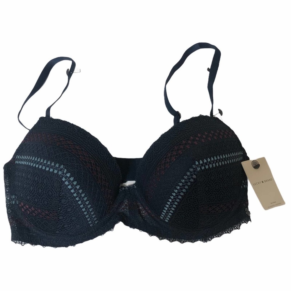 Lucky Brand NWT Blue Lace Padded Bra 34C